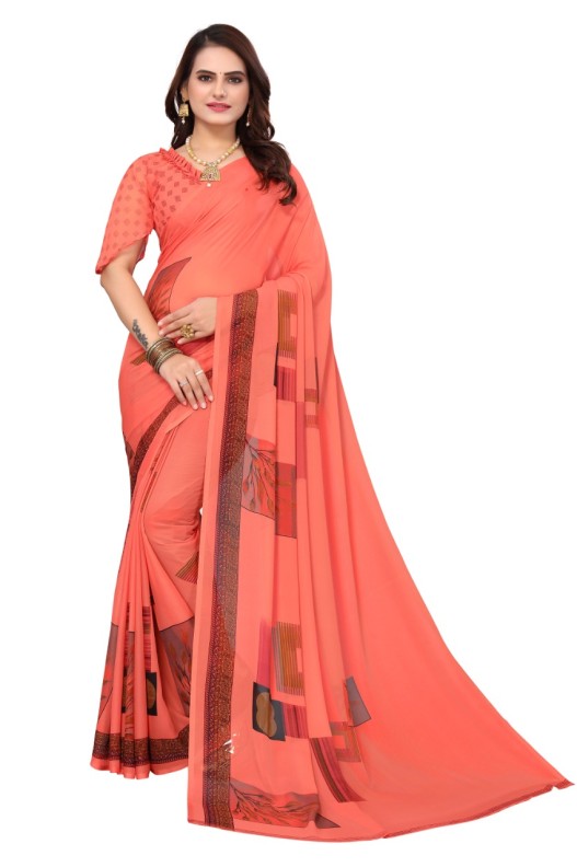 Fancy Georgette Printed Saree With blouse